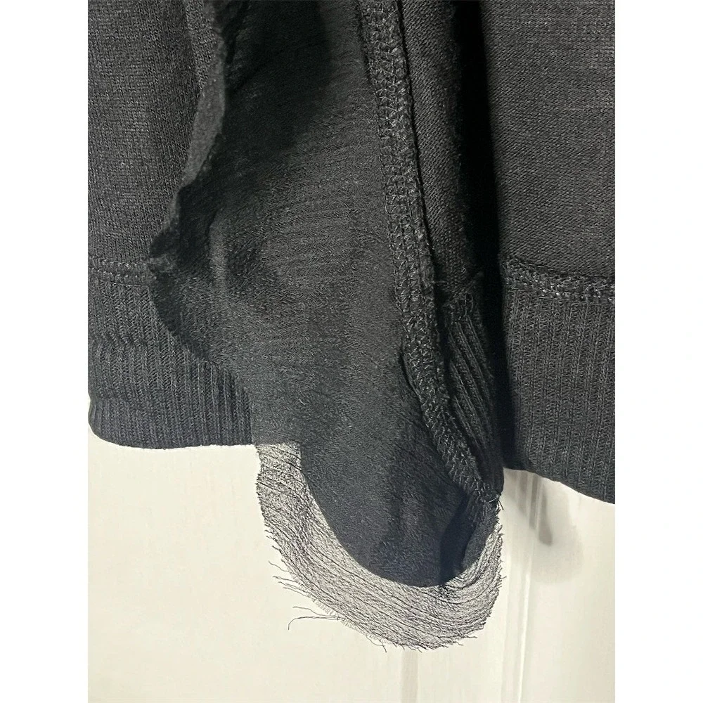 Poof! Clothing Cardigan Sweater Womens L Black Open Front Ruffle Trim - Picture 5 of 7
